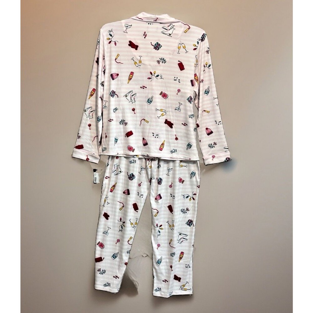 NWT Kate Spade Christmas PJ Pajama Pant 2pc Set Sz Large Long Sleeve Women Pink - Picture 6 of 10
